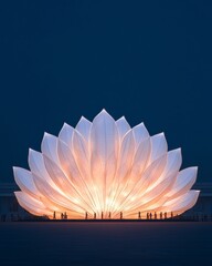 Poster - Contemporary Cultural Festivity Installation LED-Lit Lotus Structure at Night - Event Branding and Urban Experience for Social Engagement and Festive Commerce