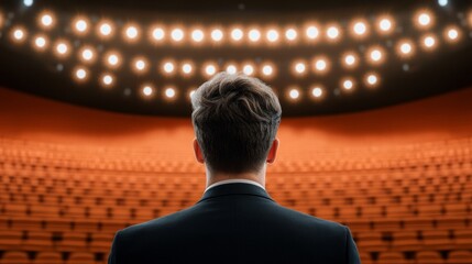 Poster - Dynamic Leadership Aesthetic Silhouette in Modern Auditorium - Maximizing Audience Engagement in Professional Conferences and Business Events