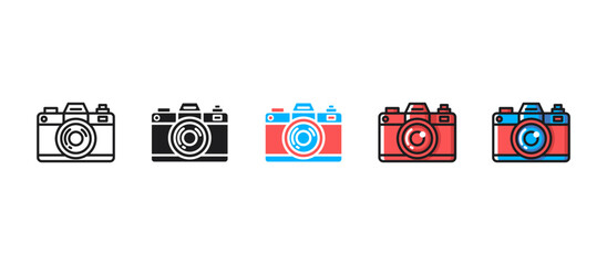 Photo camera icon in a flat style for multimedia, photography, and creative applications. Perfect for web design, apps, digital media, photo editing, and visual content creation projects.