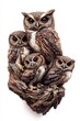 © Food and drink - A family of owls, isolate on white background, representing a bond of protection and wisdom.