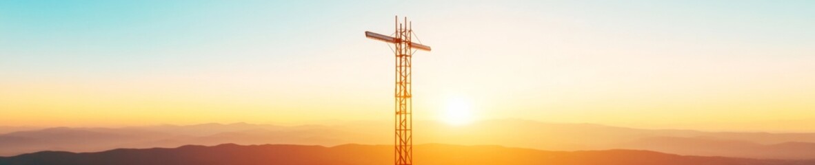Aufkleber - Solar-Powered Meteorological Tower at Sunrise Advanced Climate Data Collection for Environmental and Tech Innovations in Rural Sustainability