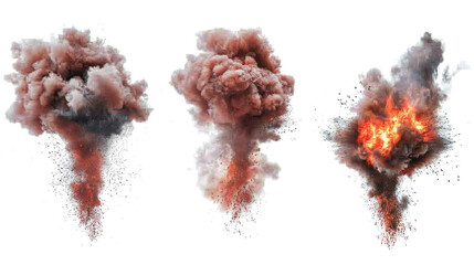 Poster - Explosive Fire and Smoke on Transparent Background Generative AI