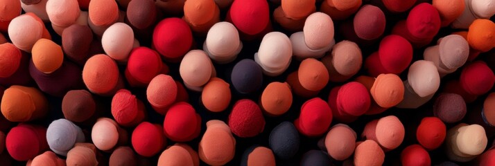 Aufkleber - Colorful Cultural Tapestry Overhead View of Diverse Knit-Covered Spheres - Engaging Marketing Material for Multicultural Events and Inclusive Advertising Strategies