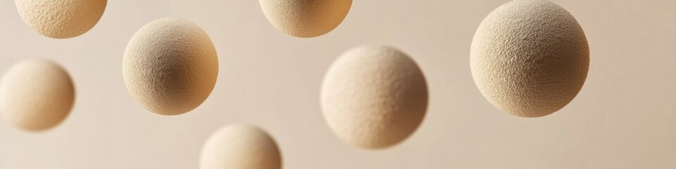 Poster - Minimalist Tech-Inspired Network Visualization Textured Spheres in Soft Palette for Innovative Digital Connectivity in Modern Business Environments