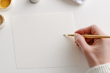 Poster - Luxurious Calligraphy in Motion Gold Pen on Textured Ivory Paper for Bespoke Branding and Digital Design - Elevate Personal Identity in Modern Marketing