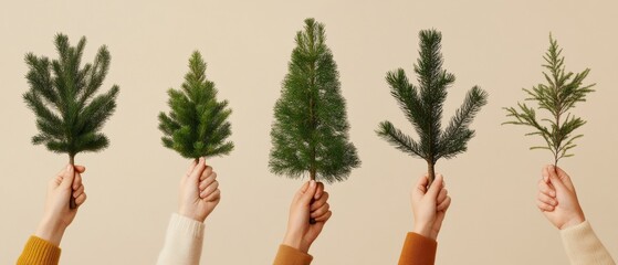Aufkleber - Organic Connection Minimalist Tree Branches on Nude Background - Engaging Eco Campaign Visual for Sustainable Urban Lifestyle and Green Marketing Initiatives