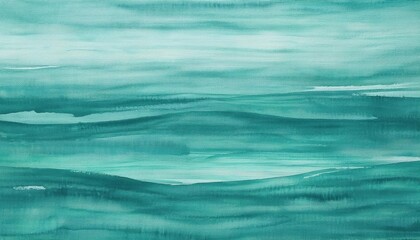 Poster - abstract teal watercolor seascape, ideal for modern art decor and tranquil design themes