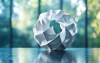 Poster - Abstract white geometric sphere on table.