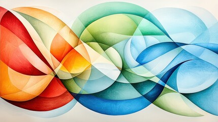 Poster - An abstract art composition featuring sharp edges in vibrant red, blue, and green hues, intersecting in dynamic patterns on a textured canvas.