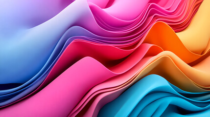 Poster - Dynamic waves of colorful paper art studio visual artwork contemporary design close-up creative expression