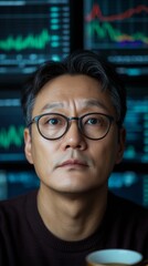 Aufkleber - tech-inspired trading hub south korean trader analyzes currency fluctuations on multi-monitor setup 