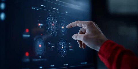 Poster - Interactive Digital Interface Real-Time Analytics on High-Resolution Touchscreen in Tech Savvy Operations Center - Smart City Management and Efficiency Solutions for Urban Development