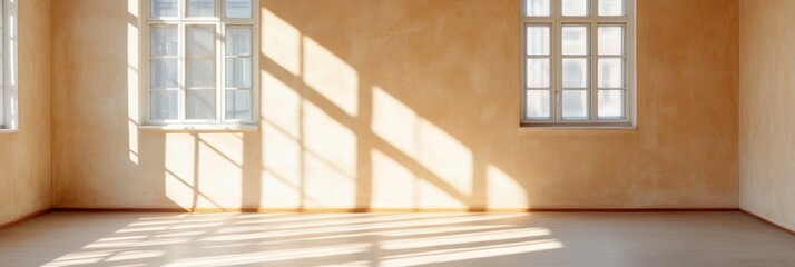 Poster - Minimalist Clean Interior Sunlit Empty Apartment with Contemporary Architecture - Real Estate Marketing Visuals for New Property Ventures and Design Elegance