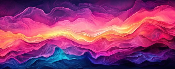 Poster - A vibrant abstract gradient featuring waves of pink, purple, and blue, creating a dynamic and visually captivating composition.