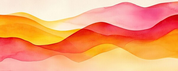 Poster - Rustic watercolor concept. Vibrant watercolor waves in warm hues of red, orange, and yellow for creative projects.