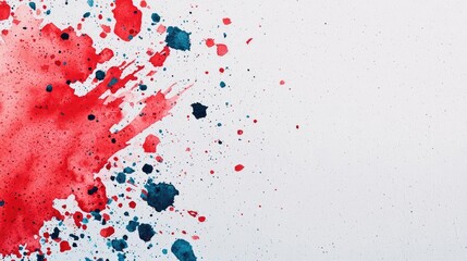 Poster - Splattered watercolor idea. Vibrant watercolor splashes of red and blue against a clean white background.