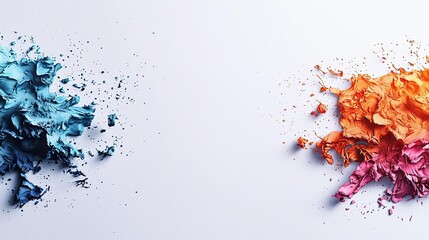 Poster - Splattered watercolor idea. Colorful splashes of paint in vibrant blue and orange create a dynamic visual appeal.