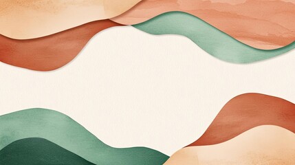 Poster - Rustic watercolor concept. Colorful abstract waves in earth tones create a soothing and artistic background.