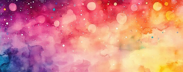 Poster - Starry watercolor idea. A vibrant abstract watercolor background with colorful splotches and swirling patterns.