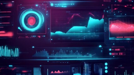 Poster - Dynamic data visualization with interactive graphs and futuristic interface animation