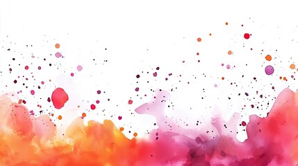 Poster - Splattered watercolor idea. Vibrant watercolor splash with shades of pink, orange, and purple for creative design.