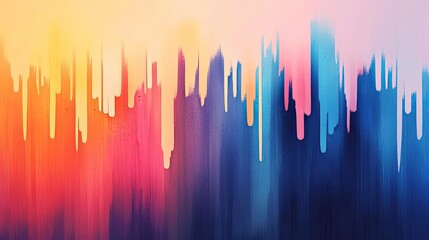Poster - Splattered watercolor idea. Vibrant abstract background with colorful vertical drips of paint creating mood and depth.