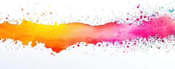 Poster - Splattered watercolor idea. Vibrant abstract watercolor splash in rainbow colors for creative backgrounds.