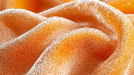 Poster - Soft orange fabric draped elegantly showcases its texture in warm lighting for a cozy atmosphere. Generative AI