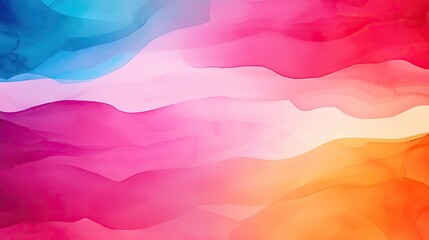Poster - Splattered watercolor idea. Vibrant abstract background with smooth flowing colors in pink, blue, and orange hues.