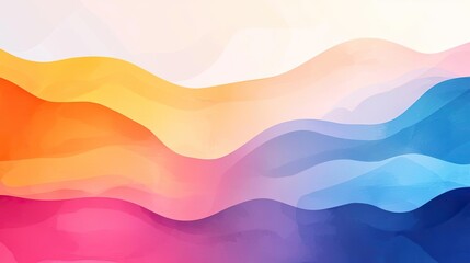 Poster - Splattered watercolor idea. Vibrant abstract waves in hues of orange, pink, and blue creating a dynamic visual flow.