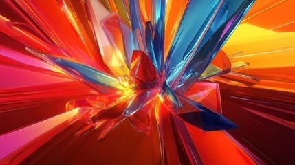 Poster - Abstract vibrant crystal explosion, digital art background