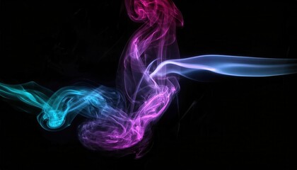 Aufkleber - ethereal blue and pink smoke swirl on a black background for abstract digital art, web design, or creative visual projects

