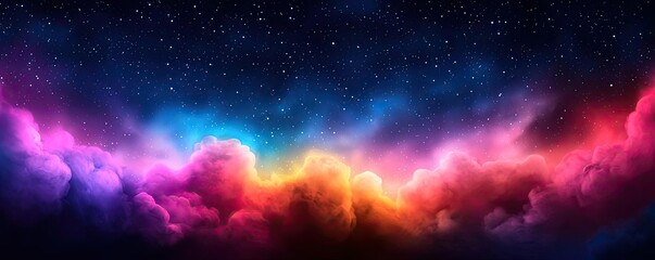 Poster - Starry watercolor idea. A breathtaking cosmic view of vibrant clouds illuminated by starlight.