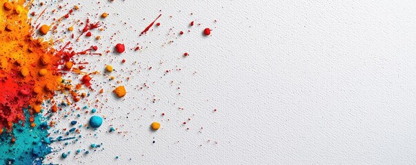 Aufkleber - Splattered watercolor idea. Vibrant color splashes create a dynamic visual effect on a white background.
