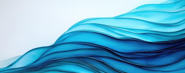 Poster - Starry watercolor idea. Fluid blue waves create a calming and modern abstract background design.
