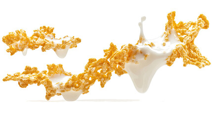Poster - Milk Splashing on Crunchy Corn Flakes Isolated Design Generative AI