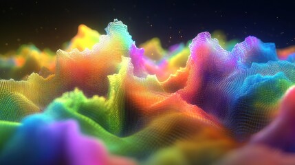 Poster - Colorful digital landscape, particles, abstract background, vibrant, design