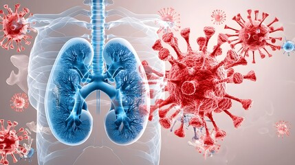 Poster - Detailed and 3D rendering of the human anatomy showcasing the intricate structures and textures of the kidneys and adrenal glands against a soft pink and beige gradient background