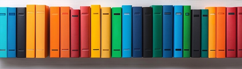 Poster - A neatly organized library shelf with labeled binders and books, illustrating information source documentation