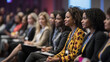 © Thongthawee - A diverse group of engaged women sits attentively at a conference, showcasing professional attire and focused expressions during a key discussion.