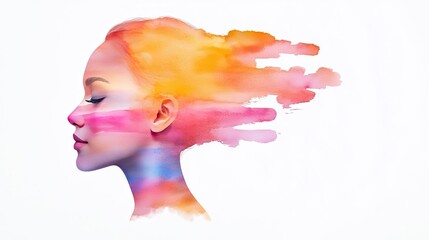 Poster - Splattered watercolor idea. A vibrant representation of creativity and emotion through colorful portrait art.