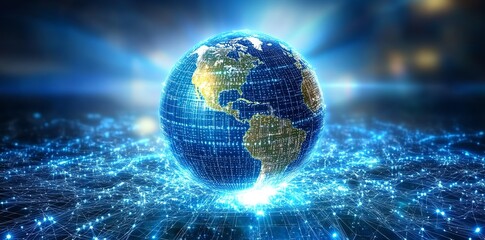 Poster - Global Network: A Digital Earth in Radiant Blue