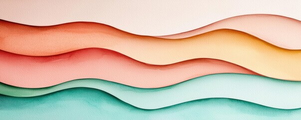 Poster - Rustic watercolor concept. Abstract waves in soft colors create a modern, artistic background.
