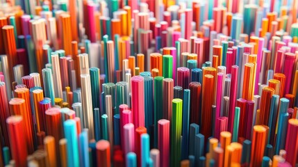 Poster - Colorful cylinder field, abstract background, data visualization