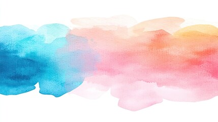 Poster - Rustic watercolor concept. An abstract watercolor background, blending soft tones of blue, pink, and orange.