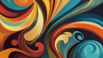 Poster - Abstract swirls, vibrant colors, design, background, digital art, website header