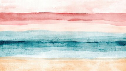 Aufkleber - Rustic watercolor concept. A serene watercolor abstract landscape with soothing colors and soft brush strokes.