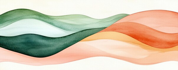 Poster - Rustic watercolor concept. Abstract waves in soft colors create a serene and artistic visual experience.
