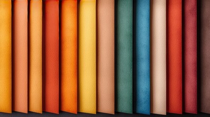 Aufkleber - Rustic watercolor concept. Vibrant color palette featuring various textured paper sheets arranged vertically.
