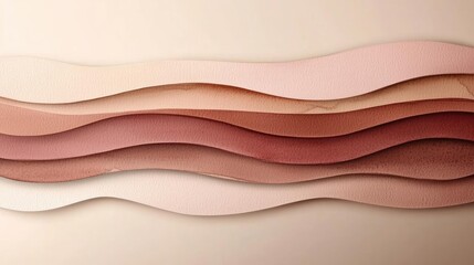 Poster - Rustic watercolor concept. Aesthetic wavy paper cuts in various shades of pink, creating a modern background effect.
